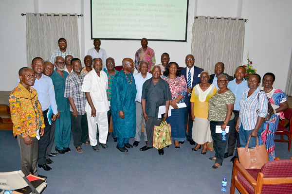 Dr Kaku Kyiamah (middle) with some of the participants, including Professors Lade Wosornu (arrowed), Ivan Addae Mensah and Agyeman Badu Akosa Dr Kaku Kyiamah (middle) with some of the participants, including Professors Lade Wosornu (arrowed), Ivan Addae Mensah and Agyeman Badu Akosa