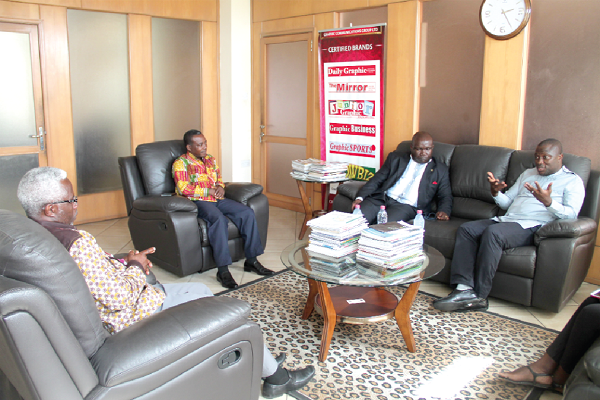 Mr Mohammed Adjei Sowah (right), the Chief Executive of the Accra Metropolitan Assembly (AMA), explaining a point to Mr Kenneth Ashigbey (2nd right), Managing Director, Graphic Communications Group Limited (GCGL), during a visit to his office. Those with them are some officials of GCGL. Picture: EDNA ADU-SERWAA Mr Mohammed Adjei Sowah (right), the Chief Executive of the Accra Metropolitan Assembly (AMA), explaining a point to Mr Kenneth Ashigbey (2nd right), Managing Director, Graphic Communications Group Limited (GCGL), during a visit to his office. Those with them are some officials of GCGL. Picture: EDNA ADU-SERWAA