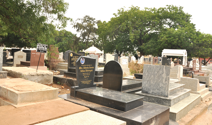 Osu Cemetery with graves and tombstones. In future it will be a pleasant place Osu Cemetery with graves and tombstones. In future it will be a pleasant place