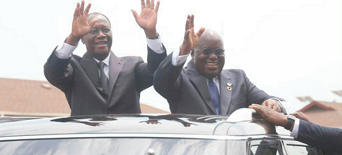 President Akufo Addo and Alassane Ouattara during his visit to Ghana President Akufo Addo and Alassane Ouattara during his visit to Ghana