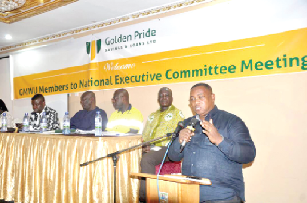 Mr Prince William Ankrah, General Secretary of the Ghana Mineworkers Union speaking at the NEC meeting Mr Prince William Ankrah, General Secretary of the Ghana Mineworkers Union speaking at the NEC meeting
