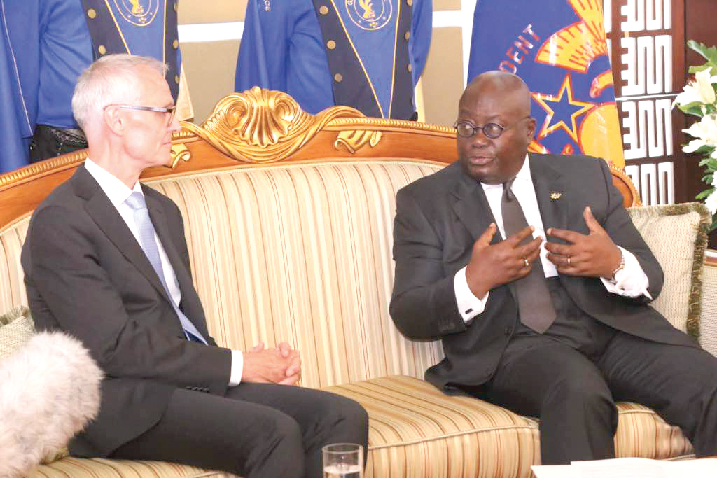 President Akufo-Addo interacting with Mr Gunnar Andreas Holm, the Norwegian Ambassador to Ghana, at the Flagstaff House in Accra President Akufo-Addo interacting with Mr Gunnar Andreas Holm, the Norwegian Ambassador to Ghana, at the Flagstaff House in Accra
