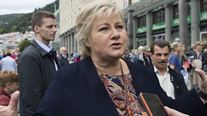 Erna Solberg is projected to be Norway's first Conservative PM to be re-elected since 1985 Erna Solberg is projected to be Norway's first Conservative PM to be re-elected since 1985