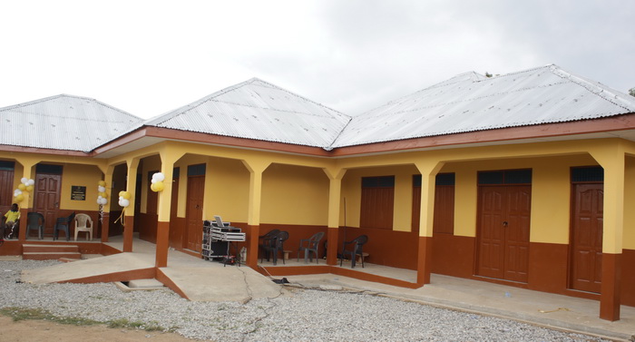 Front view of the newly constructed classroom block at Breman Gyamera. Front view of the newly constructed classroom block at Breman Gyamera.
