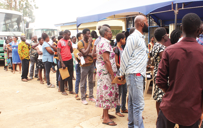 Students going through registration process for free SHS Students going through registration process for free SHS