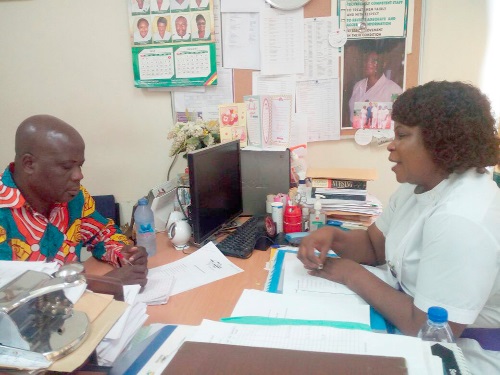 Ms Irene Mensah-Jacobs (right), Deputy Director of the centre explaining a point to the writer, Timothy Gobah Ms Irene Mensah-Jacobs (right), Deputy Director of the centre explaining a point to the writer, Timothy Gobah