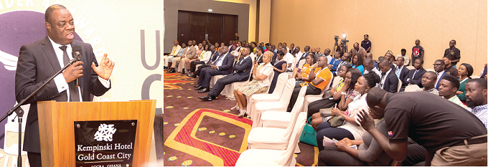Mr Ibrahim Mohammed Awal (left) addressing the particpants in the summit Mr Ibrahim Mohammed Awal (left) addressing the particpants in the summit