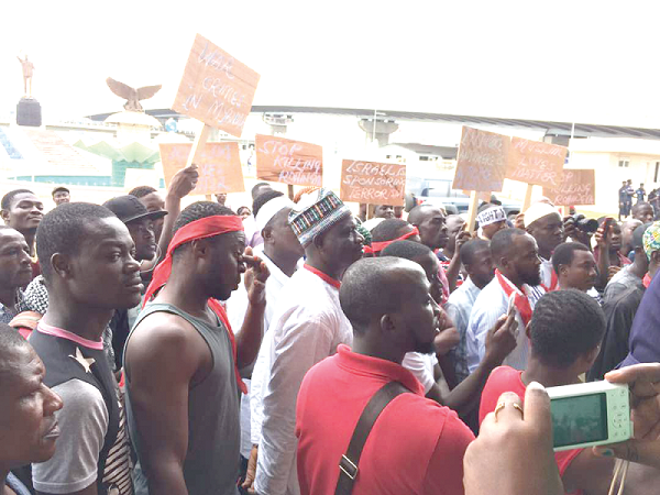 Members of the group at the demonstration