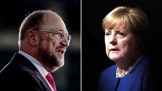 Martin Schulz and Angela Merkel are the main contenders Martin Schulz and Angela Merkel are the main contenders