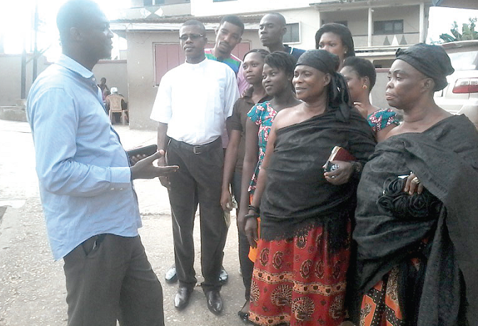 Superintendent Appiah Sakyi (left) explaining a point to some of the participants after the workshop Superintendent Appiah Sakyi (left) explaining a point to some of the participants after the workshop