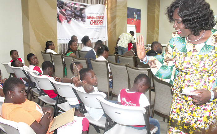 Mrs Gifty Twum Ampofo (right), Deputy Minister for Gender, Children and Social Protection interacting with some children during the 2017 National Children's Day in Accra. Picture: EDNA ADU-SERWAA