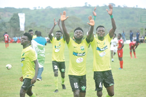 • Players of Dreams FC acknowledging cheers from their supporters after yesterday’s victory. • Players of Dreams FC acknowledging cheers from their supporters after yesterday’s victory.