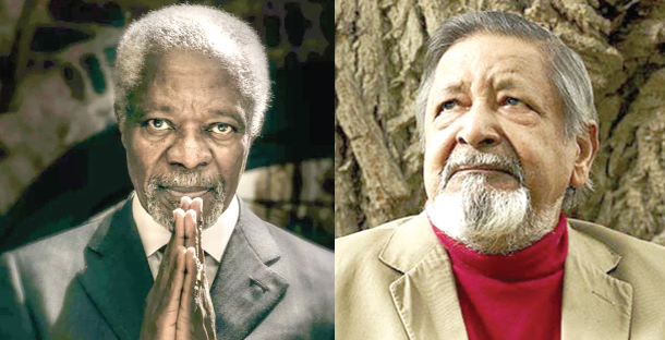Kofi Annan (right) and V. S. Naipaul Kofi Annan (right) and V. S. Naipaul