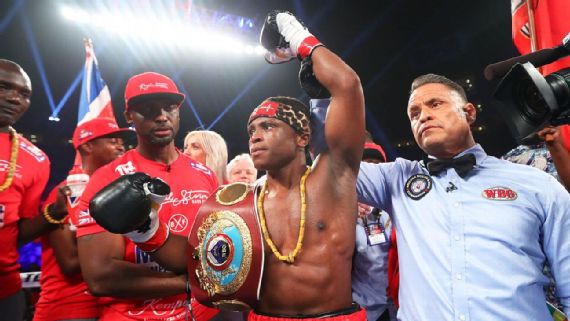 Isaac Dogboe retains his junior featherweight world title with a TKO victory over Hidenori Otake in the first round. Photo by Mikey Williams/Top Rank (ESPN) Isaac Dogboe retains his junior featherweight world title with a TKO victory over Hidenori Otake in the first round. Photo by Mikey Williams/Top Rank (ESPN)