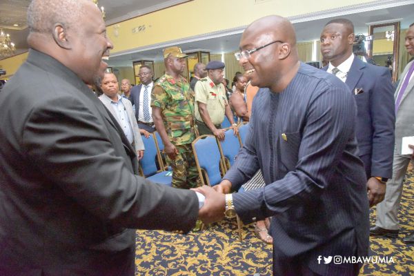 Vice-President Dr Mahamudu Bawumia (right) exchanging pleasantries with Mr Martin Amidu, the Special Prosecutor, at the anti corruption conference in Accra Vice-President Dr Mahamudu Bawumia (right) exchanging pleasantries with Mr Martin Amidu, the Special Prosecutor, at the anti corruption conference in Accra