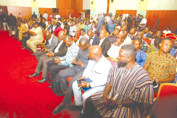 A number of journalists at the recent meet-the-press with the President A number of journalists at the recent meet-the-press with the President