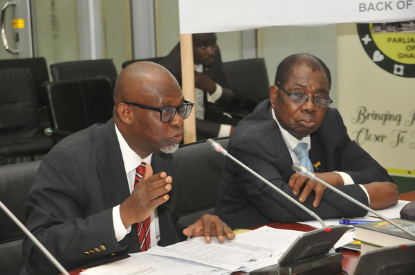Mr Ashim Morton (left) before the committee. With him is Ambassador Victor Gbeho, the Chairman of the foundation Mr Ashim Morton (left) before the committee. With him is Ambassador Victor Gbeho, the Chairman of the foundation