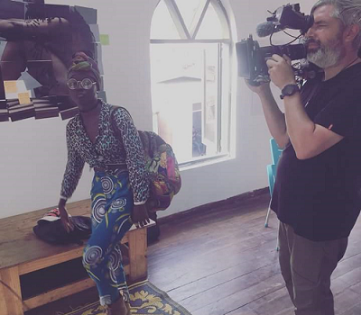 Abena Rockstar being filmed by a Camera man from Sveriges Television Abena Rockstar being filmed by a Camera man from Sveriges Television