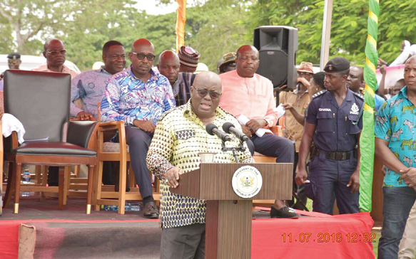 President Akufo-Addo addressing a durbar of chiefs and people of the proposed Oti Region at Dambai President Akufo-Addo addressing a durbar of chiefs and people of the proposed Oti Region at Dambai