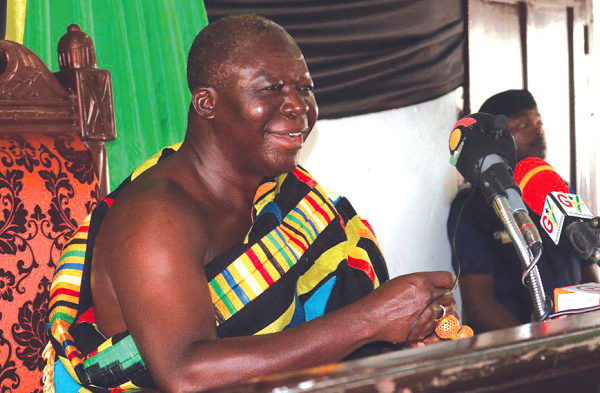 The Asantehene, Otumfuo Osei Tutu II addressing the meeting with the Forestry Commission at the Ashanti Regional House of Chiefs in Kumasi. Pictures: EMMANUEL BAAH The Asantehene, Otumfuo Osei Tutu II addressing the meeting with the Forestry Commission at the Ashanti Regional House of Chiefs in Kumasi. Pictures: EMMANUEL BAAH