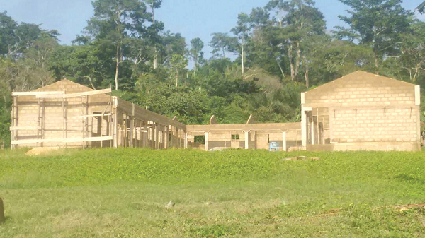Ongoing construction works for a six-unit classroom block at the Sakapea Junior High School Ongoing construction works for a six-unit classroom block at the Sakapea Junior High School
