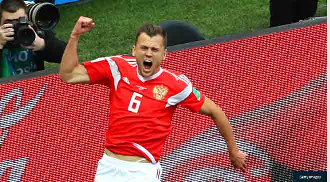 Denis Cheryshev scored his first Russia goals as the World Cup hosts brushed Saudi Arabia aside at Luzhniki Stadium.