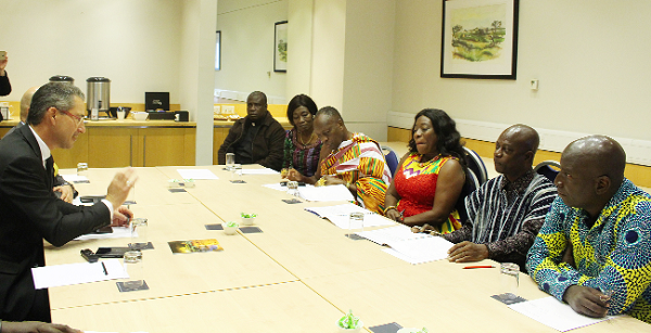 Just before the signing, Mr Daniel Xuereb (left) makes a point. On the right is the Ghanaian delegation. Just before the signing, Mr Daniel Xuereb (left) makes a point. On the right is the Ghanaian delegation.