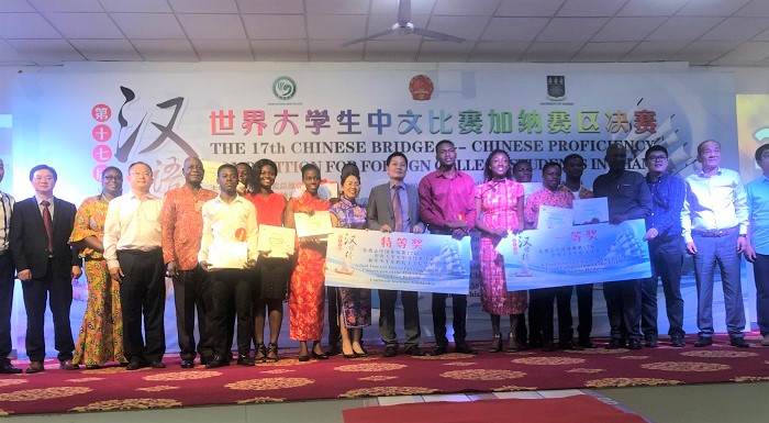 The winners in a group photograph