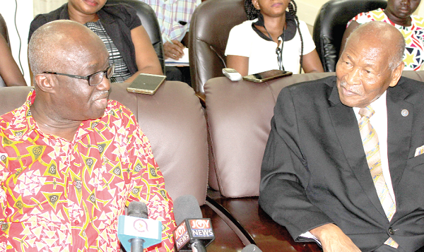 Mr Joseph Kofi Adda (left) Minister of Sanitation and Water Resource holding discussions with Mr Sam Okudjato (right), past Rotary Internal Director. Mr Joseph Kofi Adda (left) Minister of Sanitation and Water Resource holding discussions with Mr Sam Okudjato (right), past Rotary Internal Director.