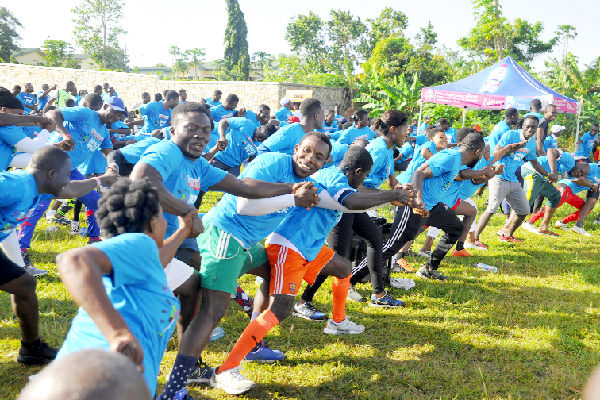 Aerobics time for the participants after the walk from Ayi Mensah to Peduase Aerobics time for the participants after the walk from Ayi Mensah to Peduase