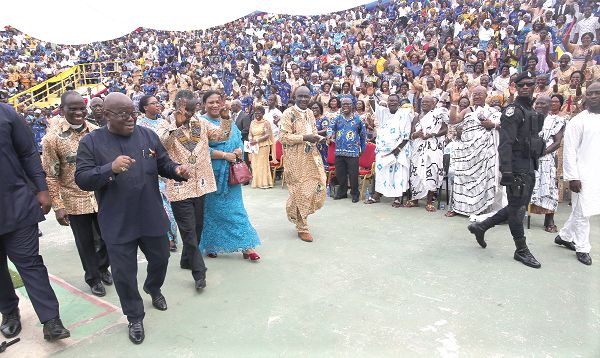 President Nana Addo Dankwa Akufo-Addo thrilled the congregation with some dance moves on his way out of the service. Picture: Samuel Tei Adano President Nana Addo Dankwa Akufo-Addo thrilled the congregation with some dance moves on his way out of the service. Picture: Samuel Tei Adano