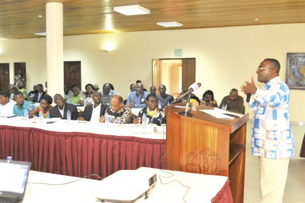 • Dr Owusu Afriyie Akoto speaking at the performance review meeting. Picture: Emmanuel Quaye