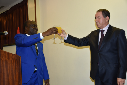 Algerian Ambassador Youssef Delileche responds to a toast proposed by Prof. George Gyan Baffour at the Algerian National Day.
