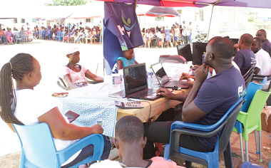 Some of the beneficiaries going through the registration for their NHIS cards Some of the beneficiaries going through the registration for their NHIS cards