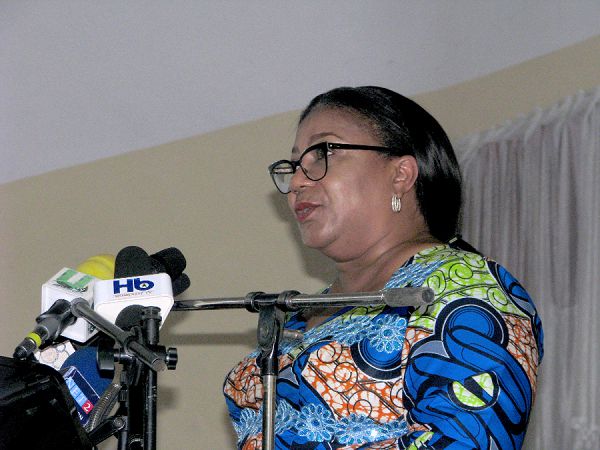 The First Lady, Mrs Rebecca Akufo-Addo (right) addressing the students at the programme. The First Lady, Mrs Rebecca Akufo-Addo (right) addressing the students at the programme.