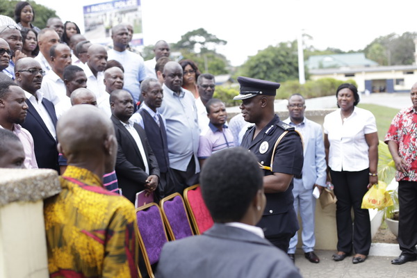 Mr Edward Tabiri (in cap), Director-General, Private Security Directorate, Ghana Police Service, interacting with some of the participants after the meeting. Picture: EMMANUEL ASAMOAH ADDAI Mr Edward Tabiri (in cap), Director-General, Private Security Directorate, Ghana Police Service, interacting with some of the participants after the meeting. Picture: EMMANUEL ASAMOAH ADDAI