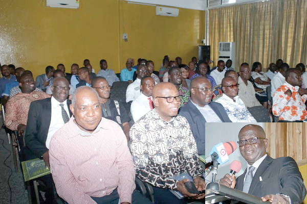 Mr Eugene Ofosuhene, the Controller and Accountant General, addressing the participants in the workshop. Picture: Gabriel Ahiabor 