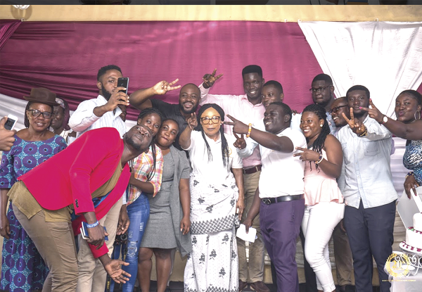 Staff and old students celebrating with the headmistress of the Light of the World School, Mrs Esther Hamilton (arrowed) Staff and old students celebrating with the headmistress of the Light of the World School, Mrs Esther Hamilton (arrowed)