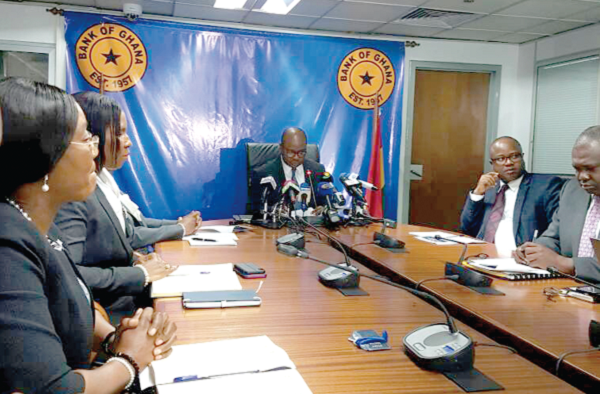 Dr Philip Addison, Governor of BoG, speaking at the press briefing Dr Philip Addison, Governor of BoG, speaking at the press briefing