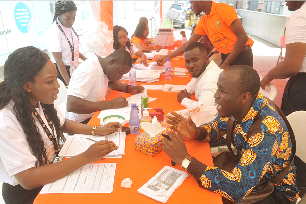 Some officials of SSNIT attending to some customers during the launch of the SSNIT Customer Service Mobile Clinic at the Oxford Street at Osu in Accra. Picture: EBOW HANSON Some officials of SSNIT attending to some customers during the launch of the SSNIT Customer Service Mobile Clinic at the Oxford Street at Osu in Accra. Picture: EBOW HANSON