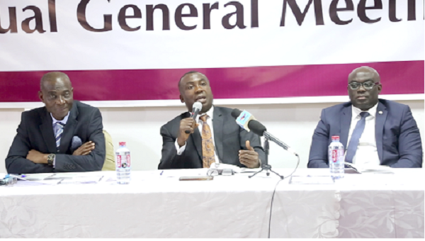 • Mr Emmanuel Adu-Sarkodee (middle), the Board Chairman for CDH Balanced Fund, flanked by Mr Seth Aryitey, the Executive Director, CDH Asset Management Ltd., and Mr Benjamin Apeakorang (right), Board Member, CDH Balanced Fund • Mr Emmanuel Adu-Sarkodee (middle), the Board Chairman for CDH Balanced Fund, flanked by Mr Seth Aryitey, the Executive Director, CDH Asset Management Ltd., and Mr Benjamin Apeakorang (right), Board Member, CDH Balanced Fund