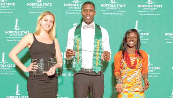  Derrik Jamerson Jr (left) and Martha Bissah with their awards