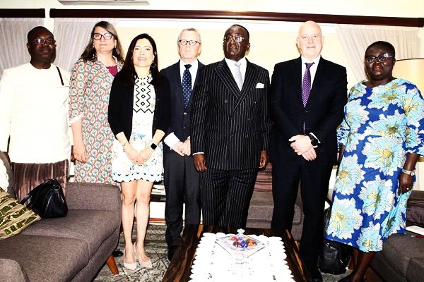 Dr Owusu Afriyie Akoto (3rd right) with the delegation from Mondelez International after their meeting Dr Owusu Afriyie Akoto (3rd right) with the delegation from Mondelez International after their meeting
