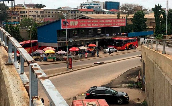 The VVIP bus station operates under the bridge. Picture: Emmanuel Baah The VVIP bus station operates under the bridge. Picture: Emmanuel Baah