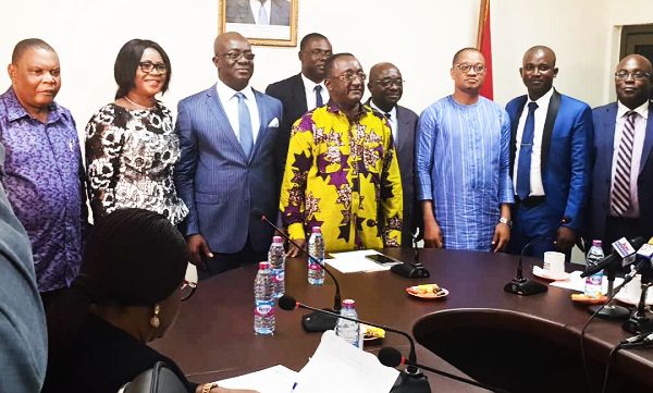  Dr Owusu Afriyie Akoto (middle), Minister of Agriculture, with board members of CPC. With them include Dr Kwaku Owusu Baah, (behind Dr Akoto), Board Chairman, and Nana Agyenim Boateng I  (3rd left), MD, CPC