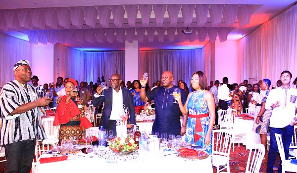 Mr Carlos Ahenkorah, (2nd right), Mr Kwaku Sakyi Addo (3rd left), Chairman of the Board of the National Communications Authority, Ms Mitwa Kaemba Ng’ambi (2nd left) and other officials of the company toasting to launch the AirtelTigo business. Picture: GABRIEL AHIABOR Mr Carlos Ahenkorah, (2nd right), Mr Kwaku Sakyi Addo (3rd left), Chairman of the Board of the National Communications Authority, Ms Mitwa Kaemba Ng’ambi (2nd left) and other officials of the company toasting to launch the AirtelTigo business. Picture: GABRIEL AHIABOR