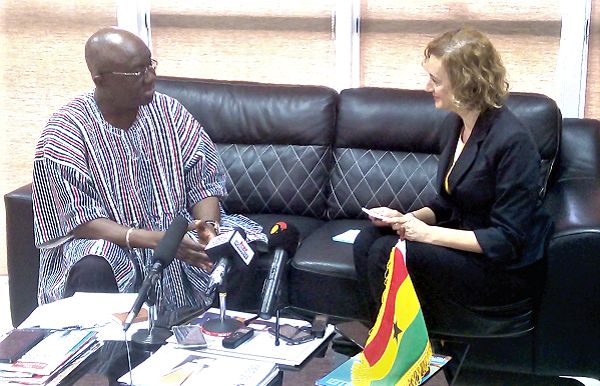 The Aviation Minister, Mr Joseph Kofi Adda, interacting with the Ambassador of Turkey, Dr Ozlem Ergun Ulueren. The Aviation Minister, Mr Joseph Kofi Adda, interacting with the Ambassador of Turkey, Dr Ozlem Ergun Ulueren.
