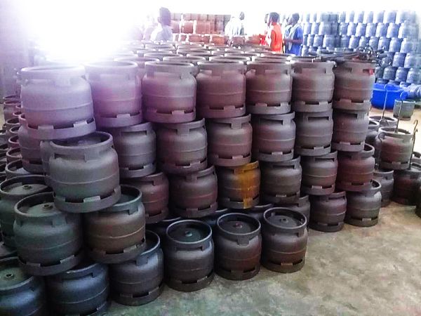 Some of the unapproved gas cylinders at the Quest System’s Manufacturing Plant at Oyarifa