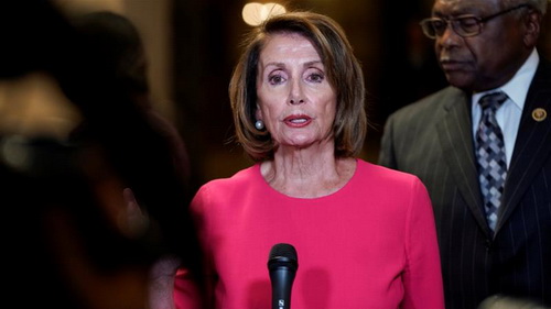 Nancy Pelosi, the new speaker of the House, said no funding for a border wall would be made available [Joshua Roberts/Reuters]