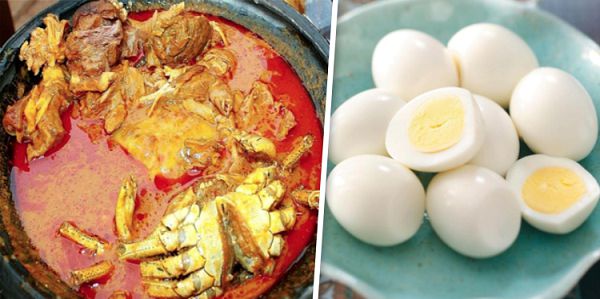 Fufu with palm nut soup and egg Fufu with palm nut soup and egg